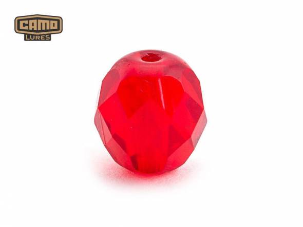8 MM FACETTED GLASS BEADS - RUBY (10 PCS.)